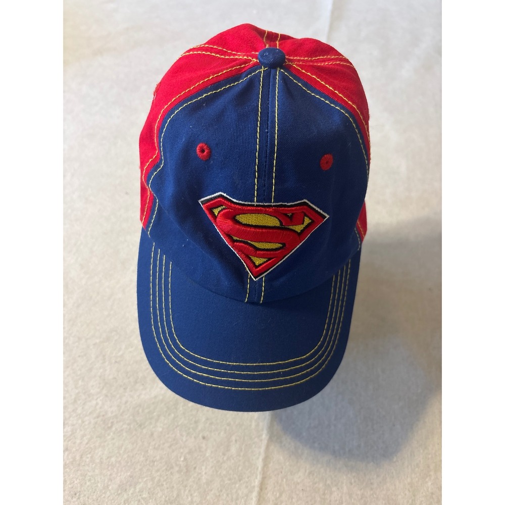 Superman Six Flags Baseball Cap Hat Blue Red Embroidered Logo Adjustable DC